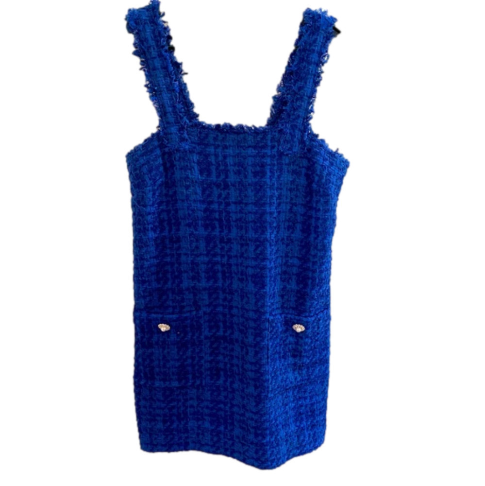 Zara Wide Straps Tweed Pinafore Dress Size: Small